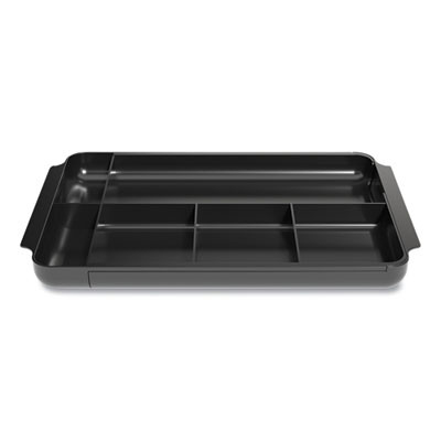 Seven-Compartment Expandable Plastic Drawer Organizer, 12.8 X 8.5 X 1.34, Black
