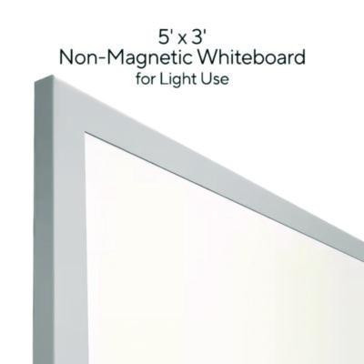 Melamine Dry Erase Board, 60" x 36", White Surface, Gray/Natural Aluminum Frame