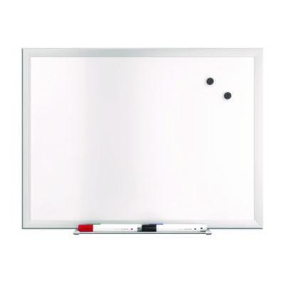 Magnetic Steel Dry Erase Board, 18" x 24", White Surface, Gray/Natural Aluminum Frame