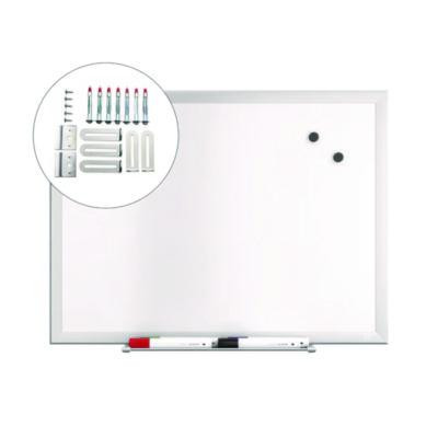 Magnetic Steel Dry Erase Board, 18" x 24", White Surface, Gray/Natural Aluminum Frame