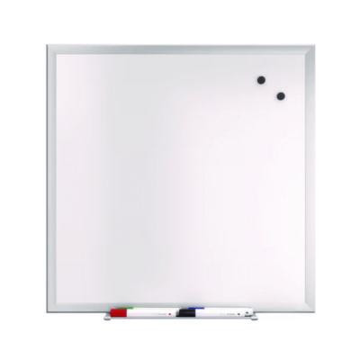 Magnetic Steel Dry Erase Board, 24" x 24", White Surface, Gray/Natural Aluminum Frame