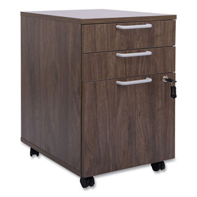 Essentials Mobile Pedestal File, Left Or Right, 3-Drawers: Box/Box/File, Legal/Letter, Espresso, 15.6" X 21.3" X 24.3"