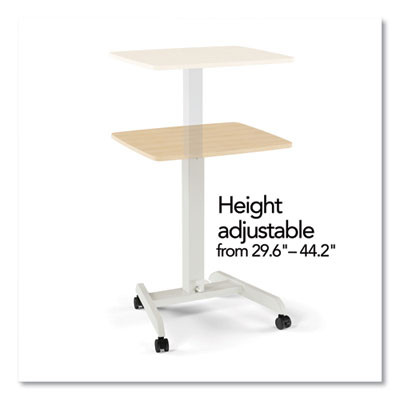 Essentials Sit-Stand Single-Column Mobile Workstation, 23.6" x 20.5" x 29.6" To 44.2", Natural Wood/Light Gray