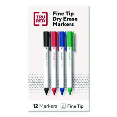 Pen Dry Erase Markers, Bullet Fine Tip, Assorted Colors, 12/Pack