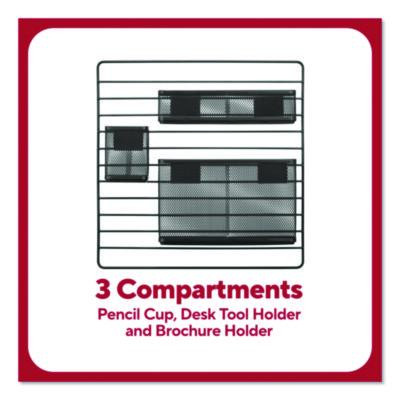 Metal Mesh 3-Compartment Cubicle/Wall-Mount Office Supplies Organizer, 15" x 15", Black