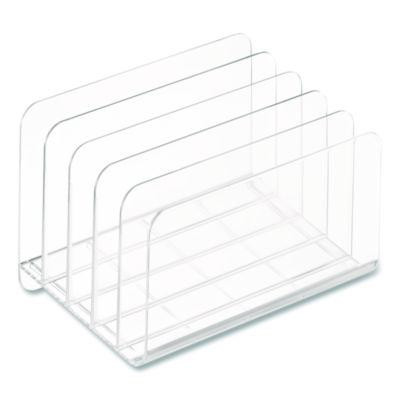 5-Compartment Plastic Incline Sorter, 8.5 x 11 Size, 6.26 x 9.49 x 6.5, Clear
