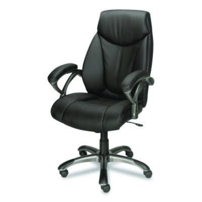 Ramsey Bonded Leather Manager Chair, Supports Up To 275 Lb, 18.6" To 22.5" Seat Height, Black Seat/Back, Black Base