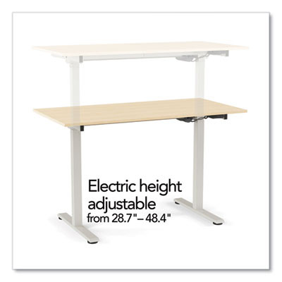 Essentials Electric Sit-Stand Two-Column Workstation, 47.2" x 23.6" x 28.7" To 48.4", Natural Wood/Light Gray