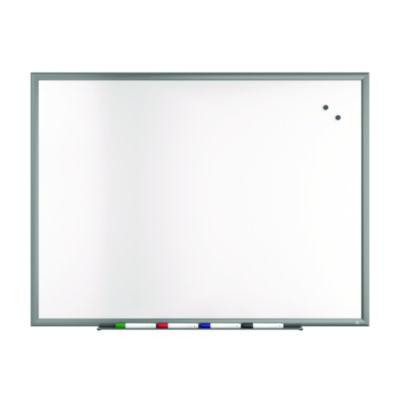 Magnetic Porcelain Dry Erase Board, 48" x 36", White Surface, Gray/Natural Aluminum Frame