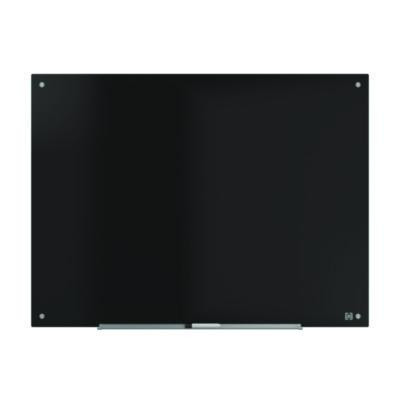 Tempered Glass Dry Erase Board, 48" x 36", Black Surface