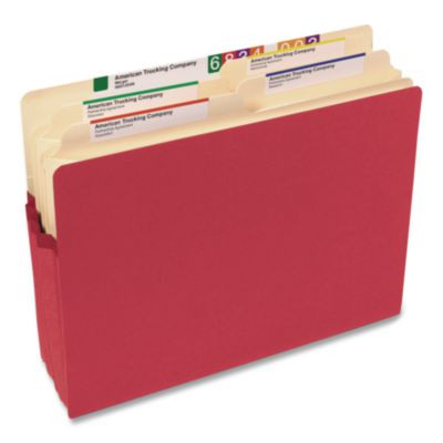 Colored File Pockets, 1.75" Expansion, Letter Size, Red, 25/Box