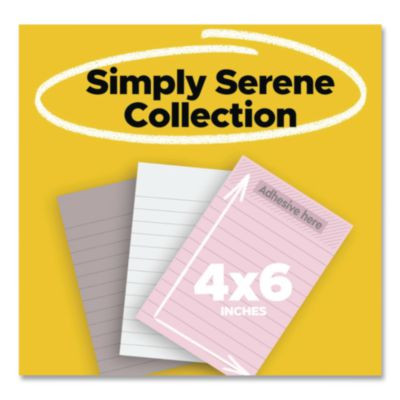 Pads In Simply Serene Colors, Note Ruled, 4 x 6, Assorted Colors, 90 Sheets/Pad, 3 Pads/Pack