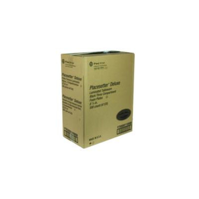 Placesetter Deluxe Laminated Foam Dinnerware, 3-Compartment Plate, 9" Dia, Black, 200/Carton