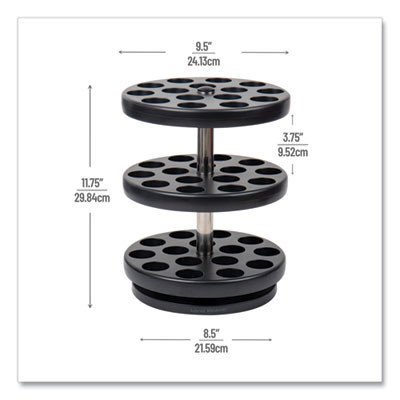 Anchor Collection 3-Tier Single Serve Pod Carousel Countertop Organizer, 9.5 x 9.5 x 11.75, Black