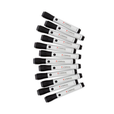 U-Defense Antimicrobial Dry-Erase Markers, Broad Chisel Tip, Black, 12/Pack
