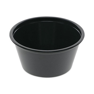 Plastic Portion Cup, 2 Oz, Black, 200/Bag, 12 Bags/Carton