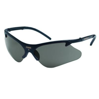 Code 4 Safety Glasses, Black Half Frame, Smoke Dual Lens, 12/Box