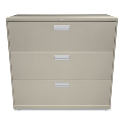 Brigade 600 Series Lateral File, 3 Legal/Letter-Size File Drawers, Putty, 42" X 18" X 39.13"