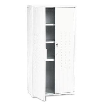 Rough n Ready Storage Cabinet, Three-Shelf, 33w x 18d x 66h, Platinum
