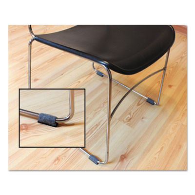 Wrap Around Felt Floor Savers, Rectangular, 7.25 x 1 x 8, Gray/Black, 16/Pack