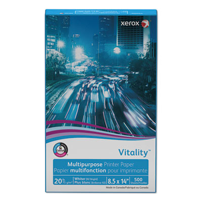 Vitality Multipurpose Print Paper, 92 Bright, 20 Lb Bond Weight, 8.5 x 14, White, 500 Sheets/Ream, 10 Reams/Carton