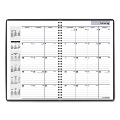 Dayminder Monthly Planner, Ruled Blocks, 12" x 8", Black Cover, 14-Month: Dec 2025 To Jan 2027