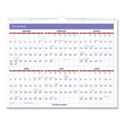Monthly Wall Calendar, 15 x 12, White/Red/Blue Sheets, 12-Month (Jan To Dec): 2026