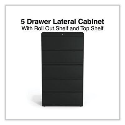 Lateral File, 5 Legal/Letter/A4/A5-Size File Drawers, Black, 36" x 18.63" x 67.63"