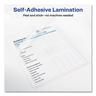 Clear Self-Adhesive Laminating Sheets, 3 Mil, 9" X 12", Matte Clear, 50/Box