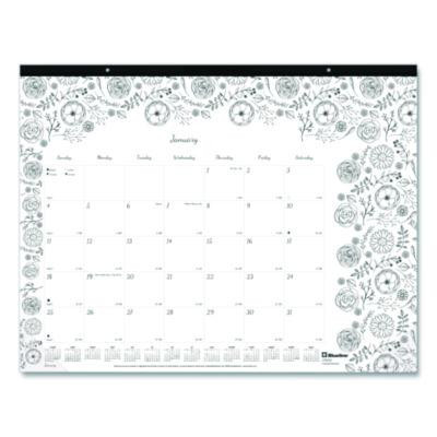 Monthly Desk Pad Calendar, Monthly Coloring Artwork, 22 x 17, Black Binding, Clear Corners, 12-Month (Jan To Dec): 2026