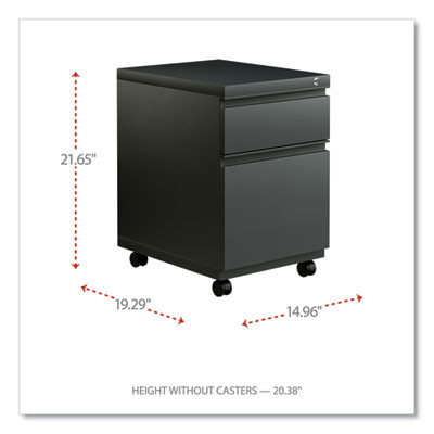 File Pedestal With Full-Length Pull, Left Or Right, 2-Drawers: Box/File, Legal/Letter, Charcoal, 14.96" X 19.29" X 21.65"