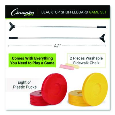 Economy Shuffleboard Set, 15-Ft Court, Four 51" Cues, Eight Discs