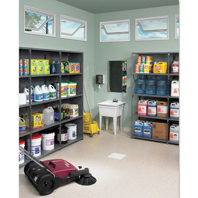 Closed Commercial Steel Shelving, Five-Shelf, 36w x 18d x 75h, Medium Gray