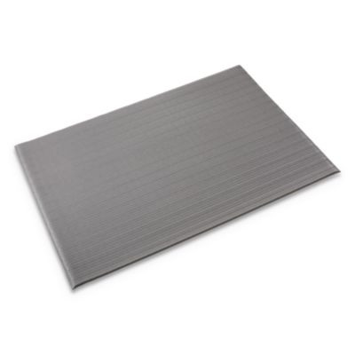 Ribbed Vinyl Anti-Fatigue Mat, Rectangular, Gray Ribbed Surface, 27" x 36"