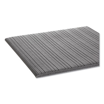 Ribbed Vinyl Anti-Fatigue Mat, Rectangular, Gray Ribbed Surface, 27" x 36"