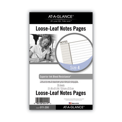 Lined Notes Pages For Planners/Organizers, 8.5 x 5.5, White Sheets, Undated, 30 Sheets
