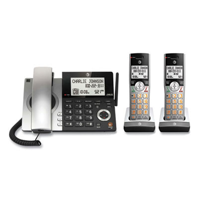 Cl84207 Corded/Cordless Phone, Corded Base Station And 2 Additional Handsets, Black/Silver