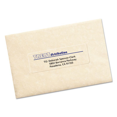 Matte Clear Easy Peel Mailing Labels W/ Sure Feed Technology, Inkjet Printers, 1.33 X 4, Clear, 14/Sheet, 10 Sheets/Pack