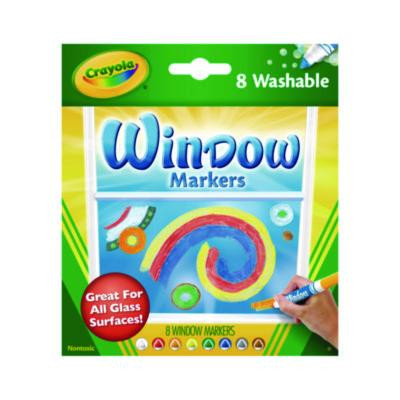 Washable Window Fx Marker, Broad Bullet Tip, Assorted Colors, 8/Pack