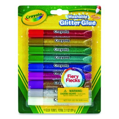 Washable Glitter Glue, 0.35 Oz, Assorted Colors, 9/Pack