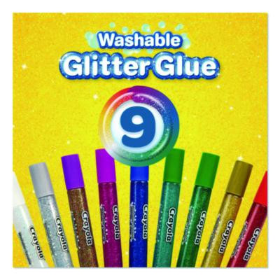 Washable Glitter Glue, 0.35 Oz, Assorted Colors, 9/Pack