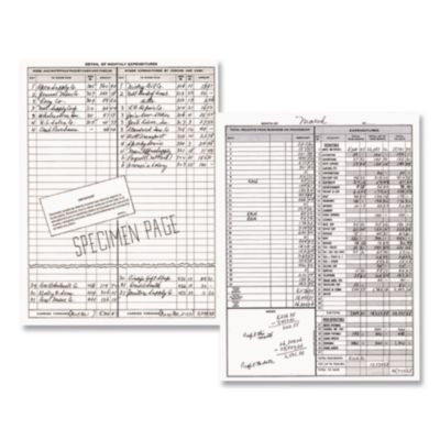 Simplified Monthly Bookkeeping Record, 4 Column Format, Tan Cover, 11 X 8.5 Sheets, 128 Sheets/Book