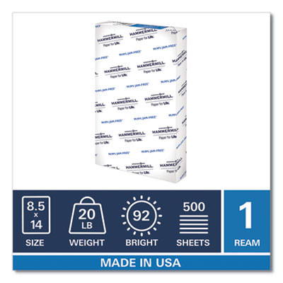 Copy Plus Print Paper, 92 Bright, 20 Lb Bond Weight, 8.5 x 14, White, 500/Ream