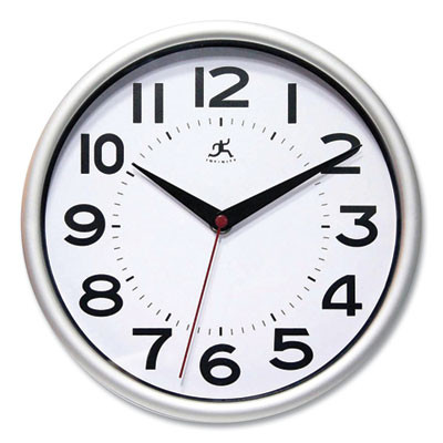 Metro Wall Clock, 9" Diameter, Silver Case, 1 Aa (Sold Separately)