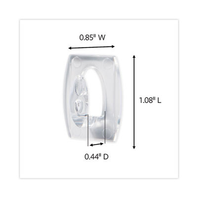 Mini Hooks, Plastic, Clear, Supports 0.5 Lb, 30/Pack