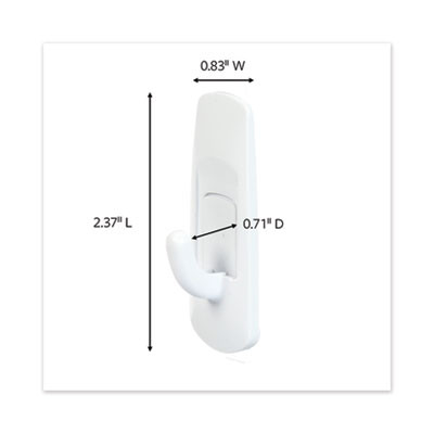 Small Utility Hooks, Plastic, White, Supports 1 Lb, 6/Pack