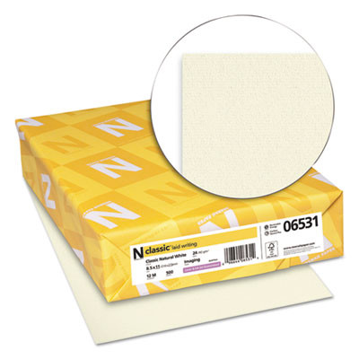 Classic Laid Stationery, 24 Lb Bond Weight, 8.5 x 11, Classic Natural White, 500/Ream