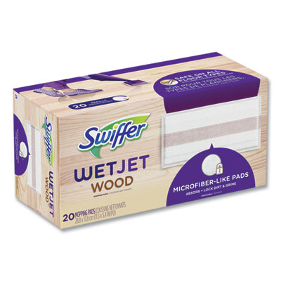 Wetjet System Wood Mopping Pad, 5.4 x 11.3, White, 20/Pack