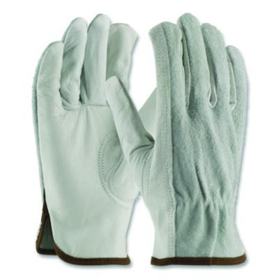 Top-Grain Leather Drivers Gloves With Shoulder-Split Cowhide Leather Back, Gunn Cut, Keystone Thumb, X-Large, Gray, Pair