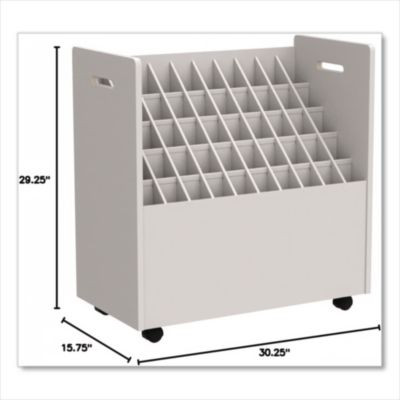 Laminate Mobile Roll Files, 50 Compartments, 30.25w X 15.75d X 29.25h, Putty
